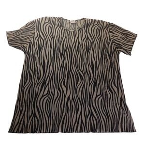 VTG‎ Epix USA Zebra Print Crinkle Top M 90s Y2K Pleated Textured Shirt Animal